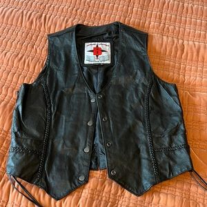 Leather biker vest